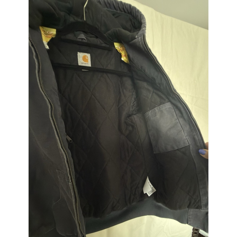 Women's Carhartt Hooded Active Jacket Coat Dark  Blue WJ130 Sz Med RN# 14806 - Picture 6 of 8